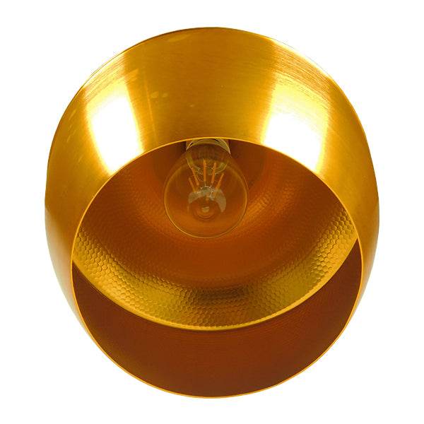 GloboStar® SHANGHAI GOLD 01544 Μοντέρνο Κρεμαστό Φωτιστικό Οροφής Μονόφωτο Χρυσό Μεταλλικό Καμπάνα Φ24 x Y30cm - ledmania.gr