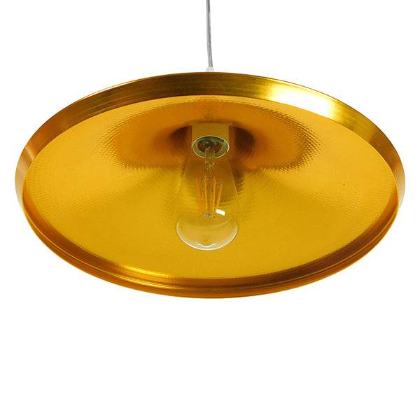 GloboStar® SHANGHAI GOLD 01545 Μοντέρνο Κρεμαστό Φωτιστικό Οροφής Μονόφωτο Χρυσό Μεταλλικό Καμπάνα Φ37 x Y20cm - ledmania.gr