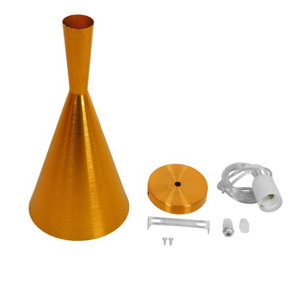 GloboStar® SHANGHAI GOLD 01546 Μοντέρνο Κρεμαστό Φωτιστικό Οροφής Μονόφωτο Χρυσό Μεταλλικό Καμπάνα Φ18 x Y38.5cm - ledmania.gr