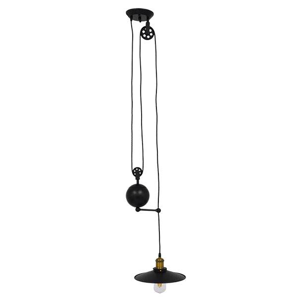 GloboStar® CARILO 01549 Vintage Industrial Κρεμαστό Φωτιστικό Οροφής Μονόφωτο Μαύρο Μεταλλικό με Ρυθμιζόμενη Ανάρτηση Μ32 x Π26 x Υ120cm - ledmania.gr