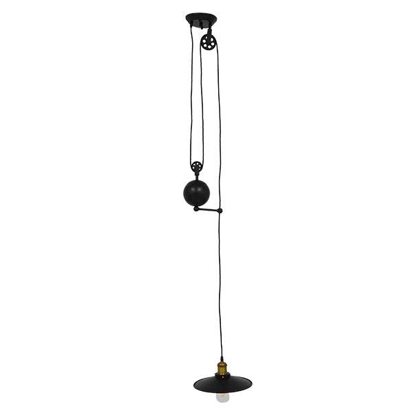 GloboStar® CARILO 01549 Vintage Industrial Κρεμαστό Φωτιστικό Οροφής Μονόφωτο Μαύρο Μεταλλικό με Ρυθμιζόμενη Ανάρτηση Μ32 x Π26 x Υ120cm - ledmania.gr
