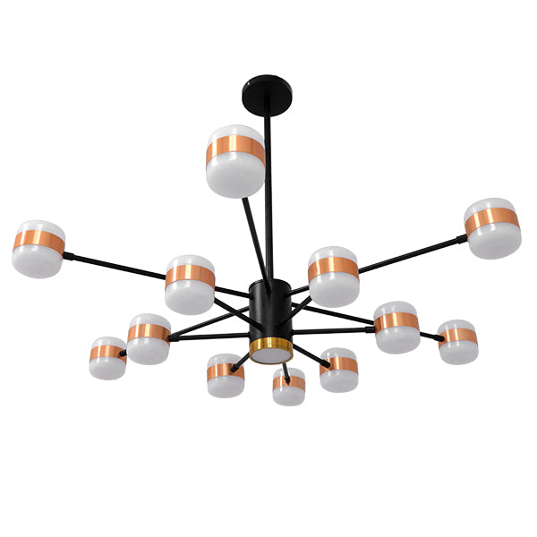 GloboStar® ORNATE 01553 Μοντέρνο Φωτιστικό Οροφής LED 104 Watt Πολύφωτο Μαύρο με Μπρονζέ και Χρυσές Λεπτομέρειες Μεταλλικό Λευκό Ημέρας 4500k Φ63 x Y36-45cm - ledmania.gr