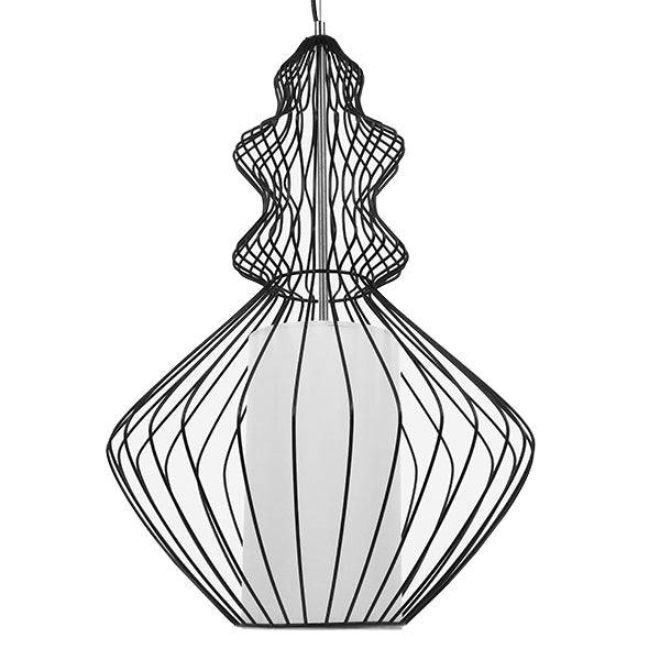 GloboStar® LILY 01558 Vintage Industrial Κρεμαστό Φωτιστικό Οροφής Μονόφωτο Μαύρο Μεταλλικό Πλέγμα και Υφασμάτινο Εσωτερικό Καπέλο Φ40 x Υ60cm - ledmania.gr