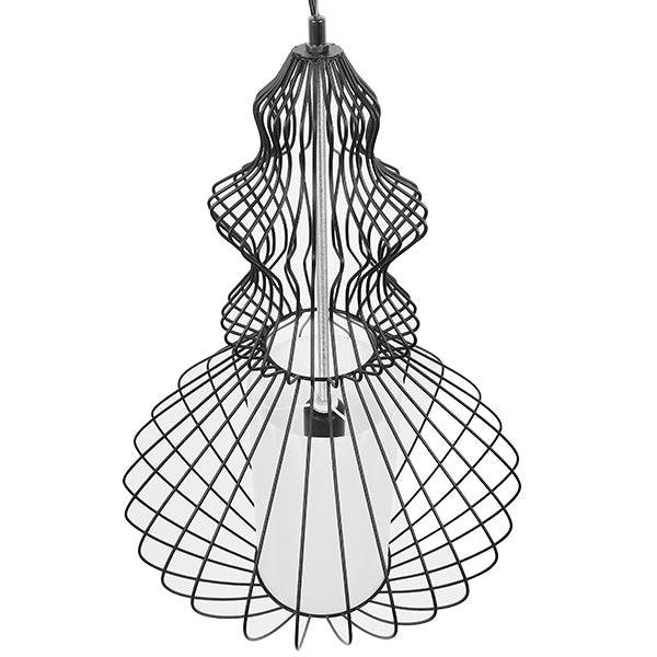 GloboStar® LILY 01558 Vintage Industrial Κρεμαστό Φωτιστικό Οροφής Μονόφωτο Μαύρο Μεταλλικό Πλέγμα και Υφασμάτινο Εσωτερικό Καπέλο Φ40 x Υ60cm - ledmania.gr