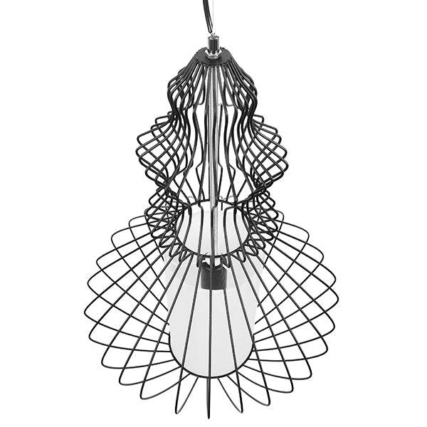 GloboStar® LILY 01558 Vintage Industrial Κρεμαστό Φωτιστικό Οροφής Μονόφωτο Μαύρο Μεταλλικό Πλέγμα και Υφασμάτινο Εσωτερικό Καπέλο Φ40 x Υ60cm - ledmania.gr