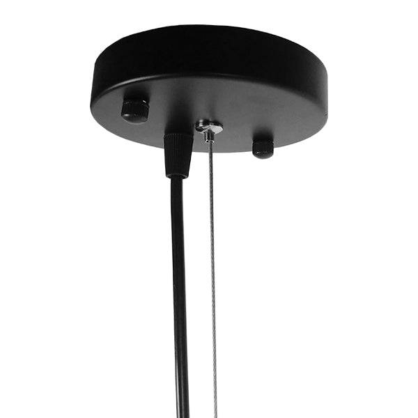 GloboStar® LILY 01558 Vintage Industrial Κρεμαστό Φωτιστικό Οροφής Μονόφωτο Μαύρο Μεταλλικό Πλέγμα και Υφασμάτινο Εσωτερικό Καπέλο Φ40 x Υ60cm - ledmania.gr