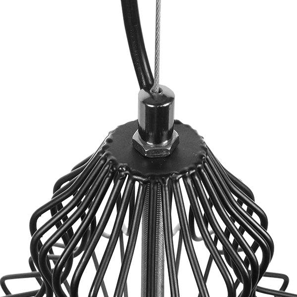 GloboStar® LILY 01558 Vintage Industrial Κρεμαστό Φωτιστικό Οροφής Μονόφωτο Μαύρο Μεταλλικό Πλέγμα και Υφασμάτινο Εσωτερικό Καπέλο Φ40 x Υ60cm - ledmania.gr