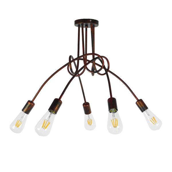 GloboStar® QUARZO 01564 Μοντέρνο Industrial Φωτιστικό Οροφής Πολύφωτο Καφέ Σκουριά Μεταλλικό Φ76 x Y38cm - ledmania.gr