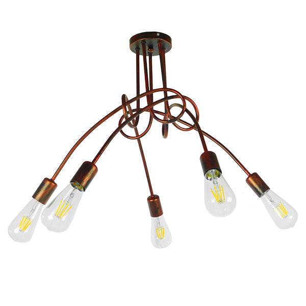 GloboStar® QUARZO 01564 Μοντέρνο Industrial Φωτιστικό Οροφής Πολύφωτο Καφέ Σκουριά Μεταλλικό Φ76 x Y38cm - ledmania.gr