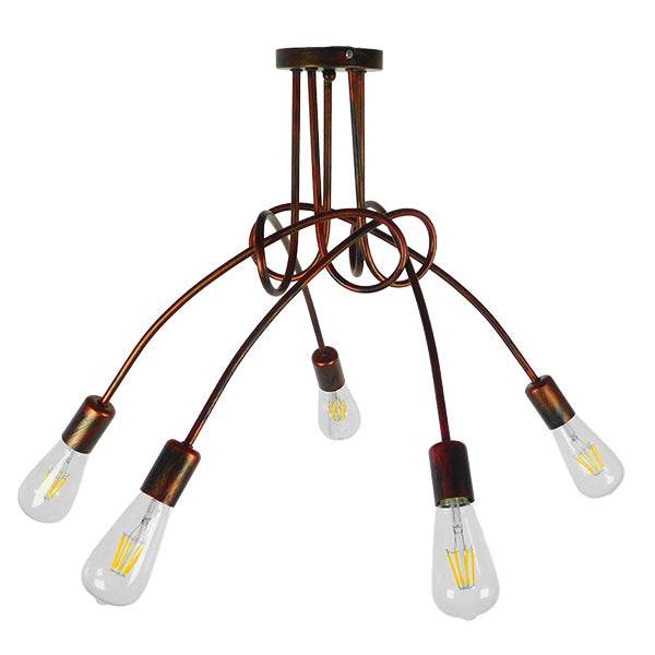 GloboStar® QUARZO 01564 Μοντέρνο Industrial Φωτιστικό Οροφής Πολύφωτο Καφέ Σκουριά Μεταλλικό Φ76 x Y38cm - ledmania.gr