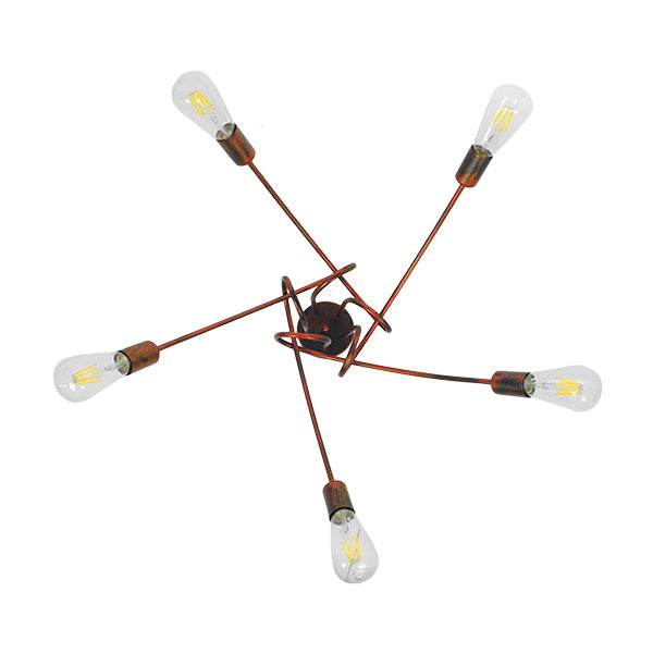 GloboStar® QUARZO 01564 Μοντέρνο Industrial Φωτιστικό Οροφής Πολύφωτο Καφέ Σκουριά Μεταλλικό Φ76 x Y38cm - ledmania.gr