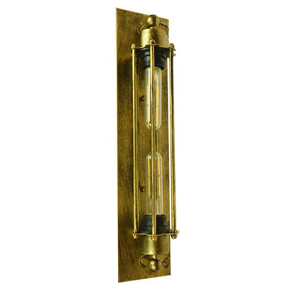 GloboStar® TOULON 01566 Vintage Industrial Φωτιστικό Τοίχου Απλίκα Δίφωτο Μπρούτζινο Σκουριά Μεταλλικό Πλέγμα Μ9.5 x Π10 x Υ47cm - ledmania.gr