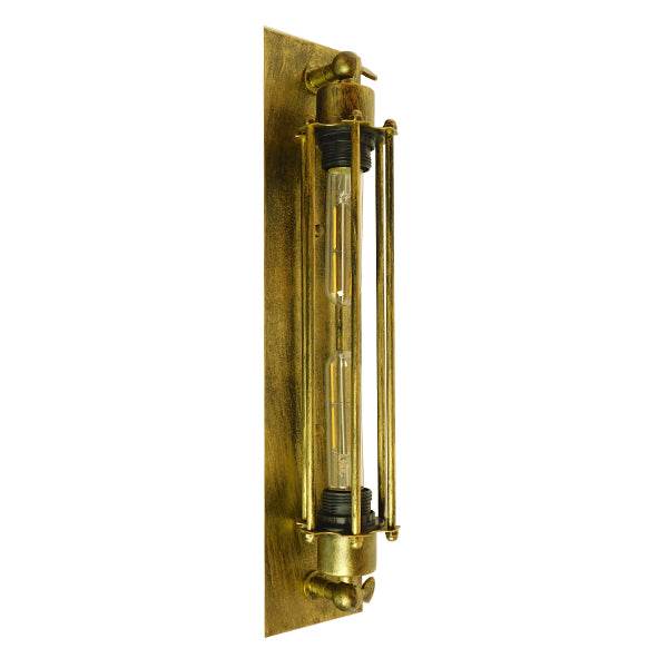 GloboStar® TOULON 01566 Vintage Industrial Φωτιστικό Τοίχου Απλίκα Δίφωτο Μπρούτζινο Σκουριά Μεταλλικό Πλέγμα Μ9.5 x Π10 x Υ47cm - ledmania.gr