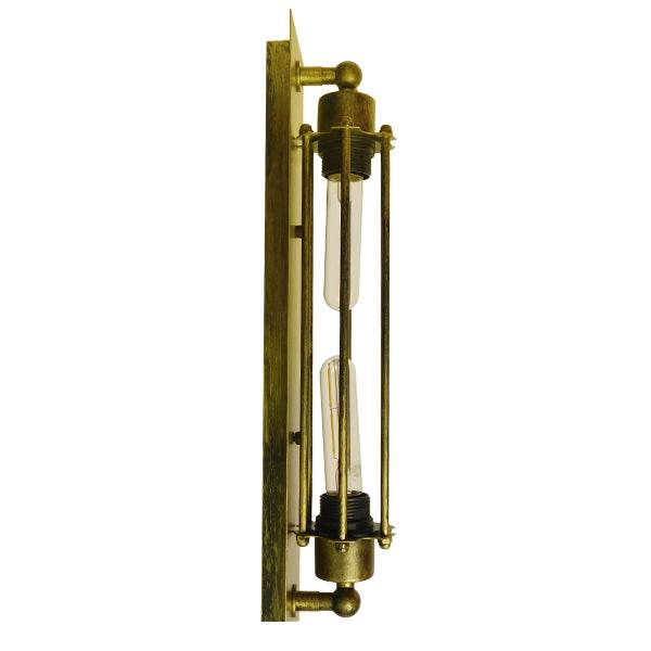 GloboStar® TOULON 01566 Vintage Industrial Φωτιστικό Τοίχου Απλίκα Δίφωτο Μπρούτζινο Σκουριά Μεταλλικό Πλέγμα Μ9.5 x Π10 x Υ47cm - ledmania.gr