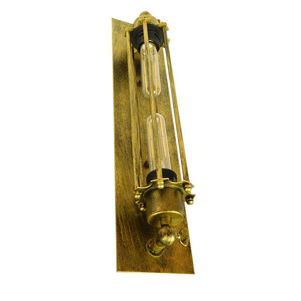 GloboStar® TOULON 01566 Vintage Industrial Φωτιστικό Τοίχου Απλίκα Δίφωτο Μπρούτζινο Σκουριά Μεταλλικό Πλέγμα Μ9.5 x Π10 x Υ47cm - ledmania.gr