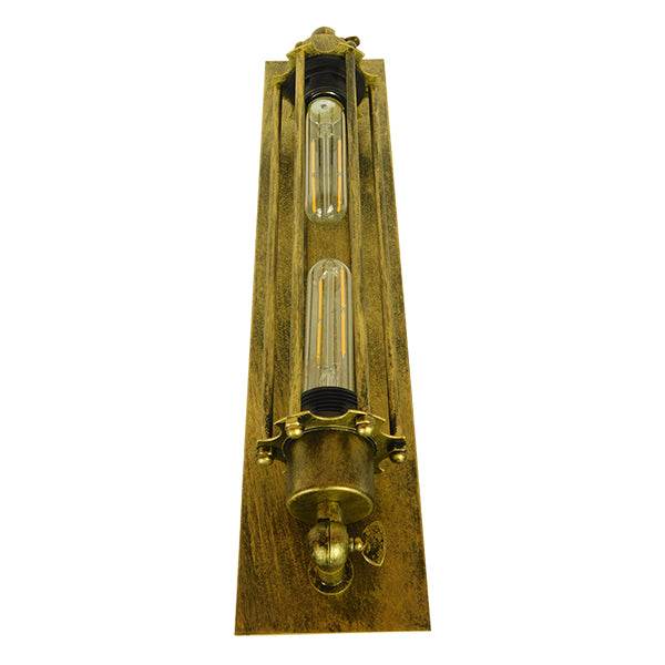GloboStar® TOULON 01566 Vintage Industrial Φωτιστικό Τοίχου Απλίκα Δίφωτο Μπρούτζινο Σκουριά Μεταλλικό Πλέγμα Μ9.5 x Π10 x Υ47cm - ledmania.gr
