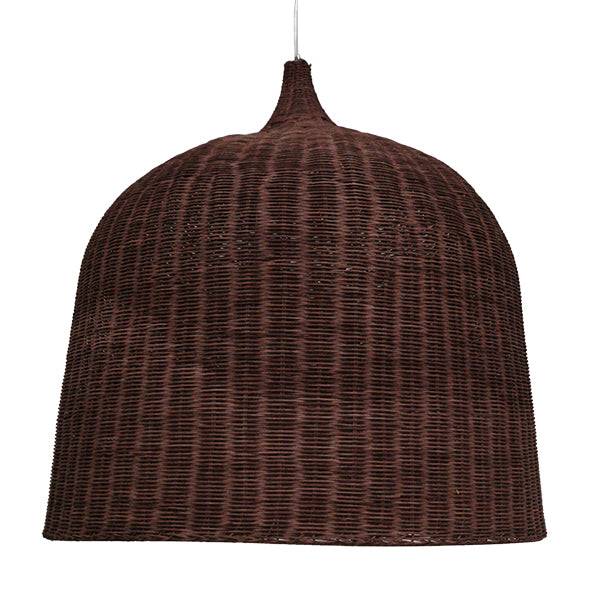 GloboStar® BAHAMAS 01569 Vintage Κρεμαστό Φωτιστικό Οροφής Μονόφωτο Καφέ Σκούρο Ξύλινο Ψάθινο Bamboo Φ90 x Υ90cm - ledmania.gr
