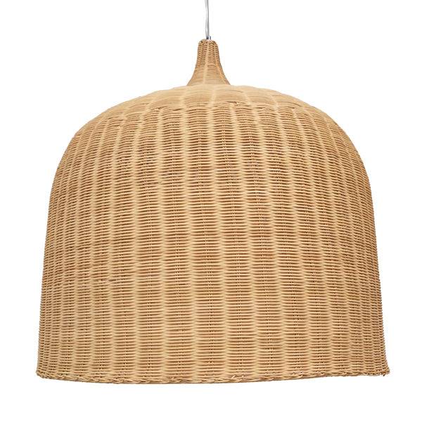 GloboStar® BAHAMAS 01570 Vintage Κρεμαστό Φωτιστικό Οροφής Μονόφωτο Μπεζ Ξύλινο Ψάθινο Bamboo Φ90 x Υ90cm - ledmania.gr