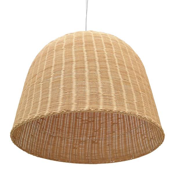 GloboStar® BAHAMAS 01570 Vintage Κρεμαστό Φωτιστικό Οροφής Μονόφωτο Μπεζ Ξύλινο Ψάθινο Bamboo Φ90 x Υ90cm - ledmania.gr