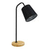 GloboStar® BARNABY 01573 Μοντέρνο Επιτραπέζιο Φωτιστικό Πορτατίφ Μονόφωτο Μαύρο Μεταλλικό με Καπέλο και Ξύλινη Καφέ Βάση Φ13 x Υ48cm - ledmania.gr