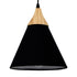GloboStar® SHADE TEXTILE 01576 Μοντέρνο Κρεμαστό Φωτιστικό Οροφής Μονόφωτο Μαύρο Υφασμάτινο με Ξύλο Καμπάνα Φ25 x Υ30cm - ledmania.gr