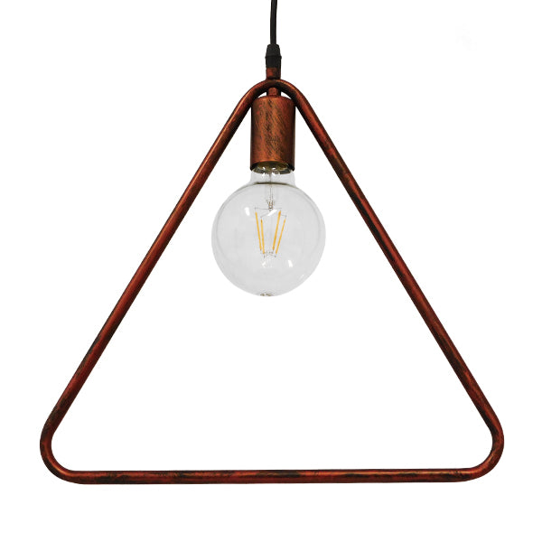 GloboStar® DELTA 01581 Μοντέρνο Κρεμαστό Φωτιστικό Οροφής Μονόφωτο Καφέ Σκουριά Μεταλλικό Μ38 x Π4 x Υ33cm - ledmania.gr
