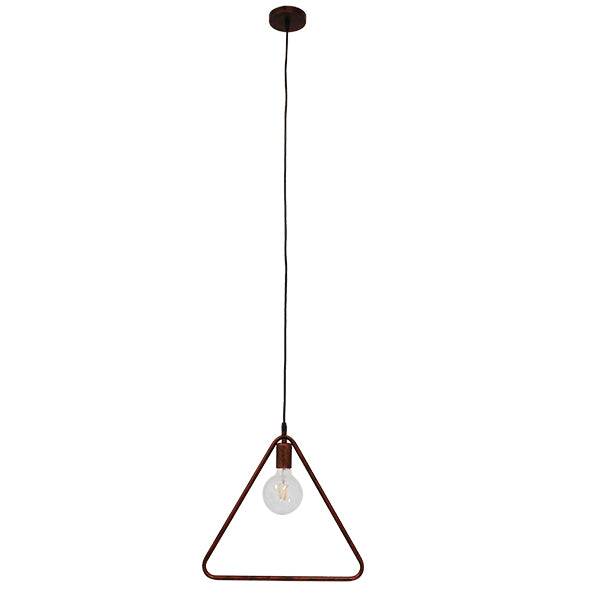GloboStar® DELTA 01581 Μοντέρνο Κρεμαστό Φωτιστικό Οροφής Μονόφωτο Καφέ Σκουριά Μεταλλικό Μ38 x Π4 x Υ33cm - ledmania.gr