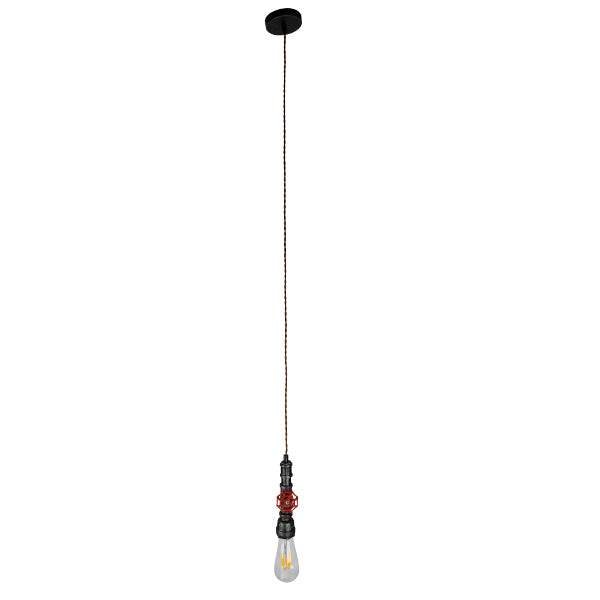 GloboStar® RUBINETTO 01583 Vintage Industrial Κρεμαστό Φωτιστικό Οροφής Μονόφωτο Ασημί Μεταλλικό Μ5 x Π7.5 x Y20cm - ledmania.gr