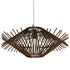 GloboStar® MADDY 01602 Vintage Κρεμαστό Φωτιστικό Οροφής Μονόφωτο Καφέ Σκούρο Ξύλινο Ψάθινο Bamboo Φ50 x Υ23cm - ledmania.gr