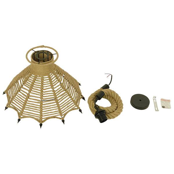 GloboStar® OZERO 01603 Vintage Κρεμαστό Φωτιστικό Οροφής Μονόφωτο Μπεζ Καμπάνα με Σχοινί Φ41 x Υ28cm - ledmania.gr