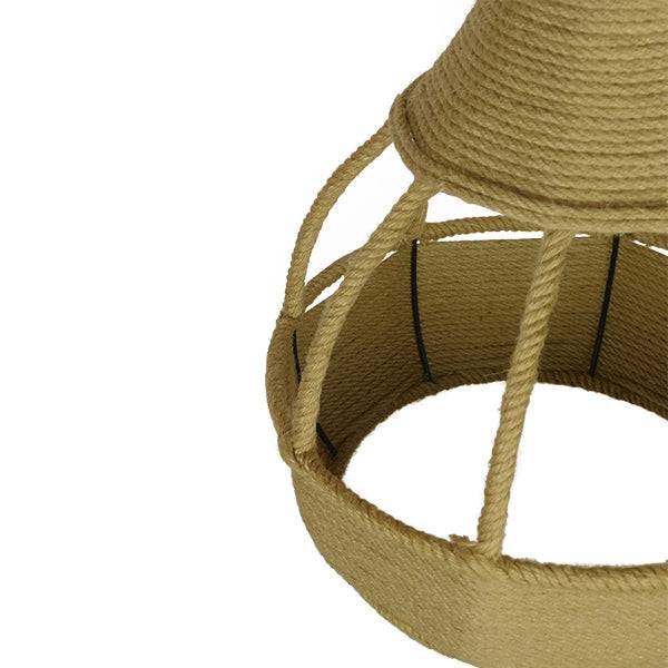 GloboStar® KUBRIC 01605 Vintage Κρεμαστό Φωτιστικό Οροφής Μονόφωτο Μπεζ Καμπάνα με Σχοινί Φ31 x Υ39cm - ledmania.gr
