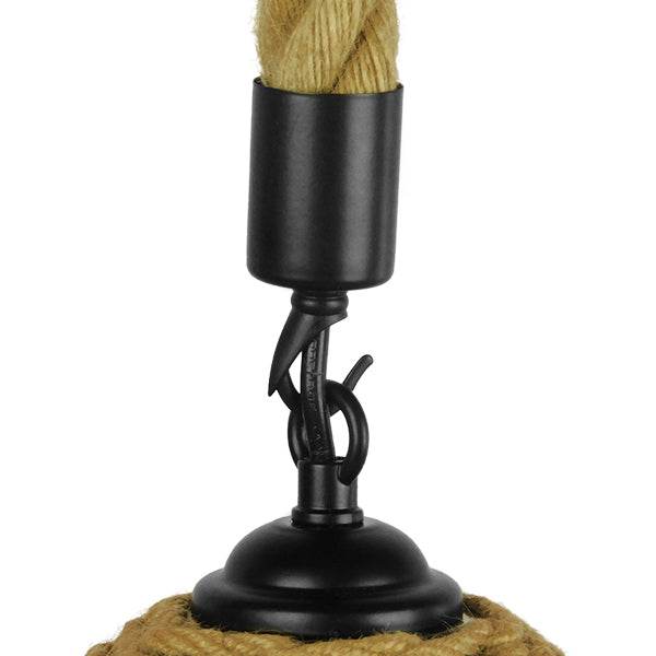 GloboStar® SPIRIT 01607 Vintage Κρεμαστό Φωτιστικό Οροφής Μονόφωτο Πλέγμα με Μπεζ Σχοινί Φ36 x Υ29cm - ledmania.gr