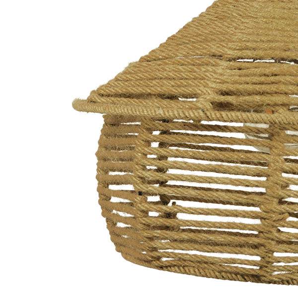 GloboStar® SPIRIT 01607 Vintage Κρεμαστό Φωτιστικό Οροφής Μονόφωτο Πλέγμα με Μπεζ Σχοινί Φ36 x Υ29cm - ledmania.gr