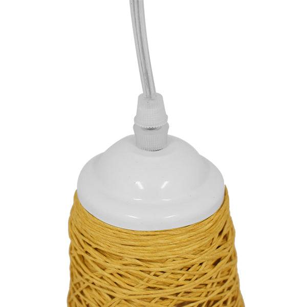 GloboStar® INCASS 01625 Vintage Κρεμαστό Φωτιστικό Οροφής Μονόφωτο Μπεζ Ξύλινο Ψάθινο Rattan Φ15 x Υ30.5cm - ledmania.gr