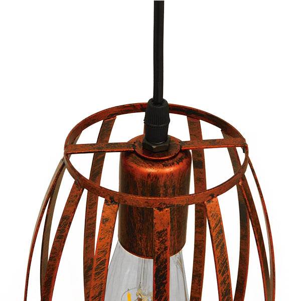 GloboStar® ZEBRA 01639 Vintage Industrial Κρεμαστό Φωτιστικό Οροφής Μονόφωτο Καφέ Σκουριά Μεταλλικό Πλέγμα Φ15 x Υ25cm - ledmania.gr