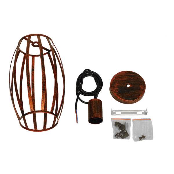 GloboStar® ZEBRA 01639 Vintage Industrial Κρεμαστό Φωτιστικό Οροφής Μονόφωτο Καφέ Σκουριά Μεταλλικό Πλέγμα Φ15 x Υ25cm - ledmania.gr