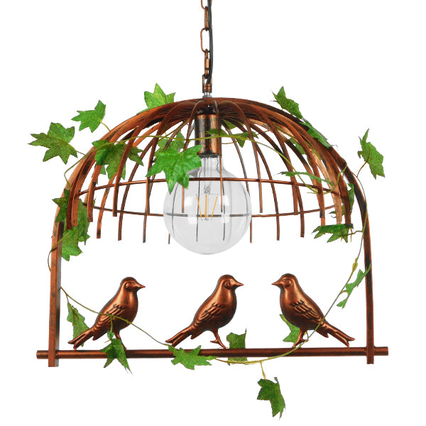 GloboStar® LIBELLULA 01642 Vintage Industrial Κρεμαστό Φωτιστικό Οροφής Μονόφωτο Καφέ Σκουριά Μεταλλικό Πλέγμα Μ48.5 x Π42 x Y37.5cm - ledmania.gr