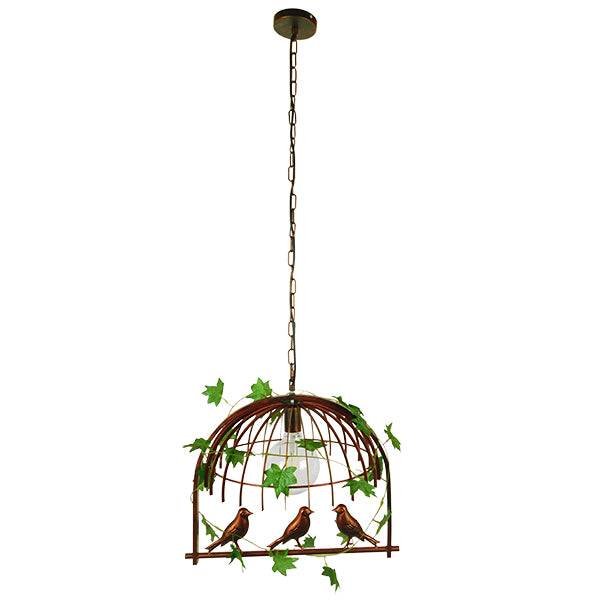 GloboStar® LIBELLULA 01642 Vintage Industrial Κρεμαστό Φωτιστικό Οροφής Μονόφωτο Καφέ Σκουριά Μεταλλικό Πλέγμα Μ48.5 x Π42 x Y37.5cm - ledmania.gr