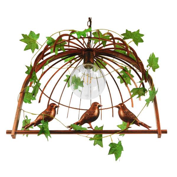 GloboStar® LIBELLULA 01642 Vintage Industrial Κρεμαστό Φωτιστικό Οροφής Μονόφωτο Καφέ Σκουριά Μεταλλικό Πλέγμα Μ48.5 x Π42 x Y37.5cm - ledmania.gr