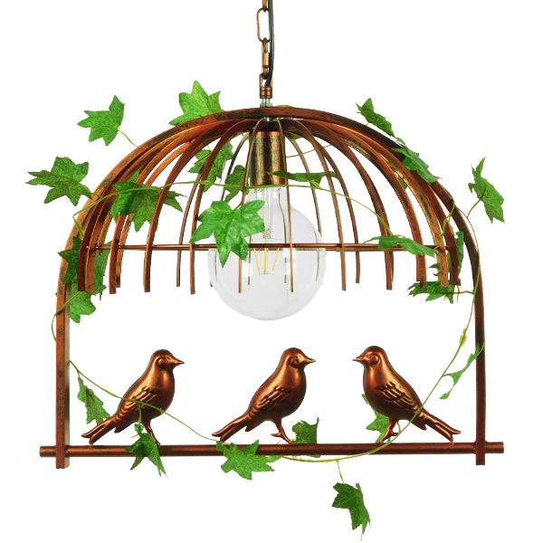 GloboStar® LIBELLULA 01642 Vintage Industrial Κρεμαστό Φωτιστικό Οροφής Μονόφωτο Καφέ Σκουριά Μεταλλικό Πλέγμα Μ48.5 x Π42 x Y37.5cm - ledmania.gr