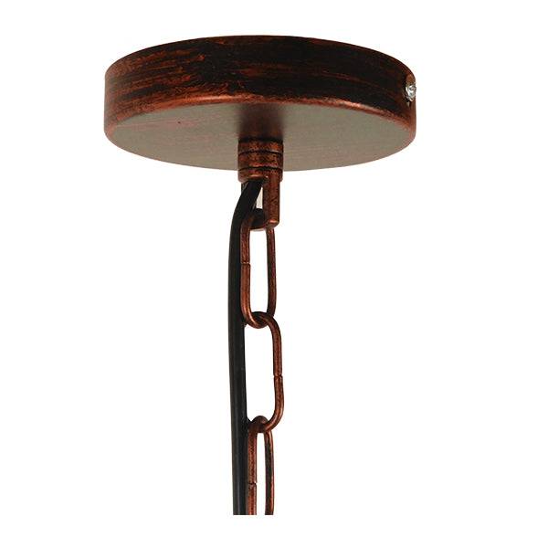GloboStar® LIBELLULA 01642 Vintage Industrial Κρεμαστό Φωτιστικό Οροφής Μονόφωτο Καφέ Σκουριά Μεταλλικό Πλέγμα Μ48.5 x Π42 x Y37.5cm - ledmania.gr
