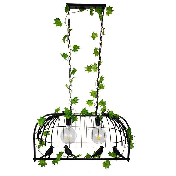 GloboStar® FACET 01643 Vintage Industrial Κρεμαστό Φωτιστικό Οροφής Δίφωτο Μαύρο Μεταλλικό Πλέγμα Μ73.6 x Π37.5 x Y38cm - ledmania.gr