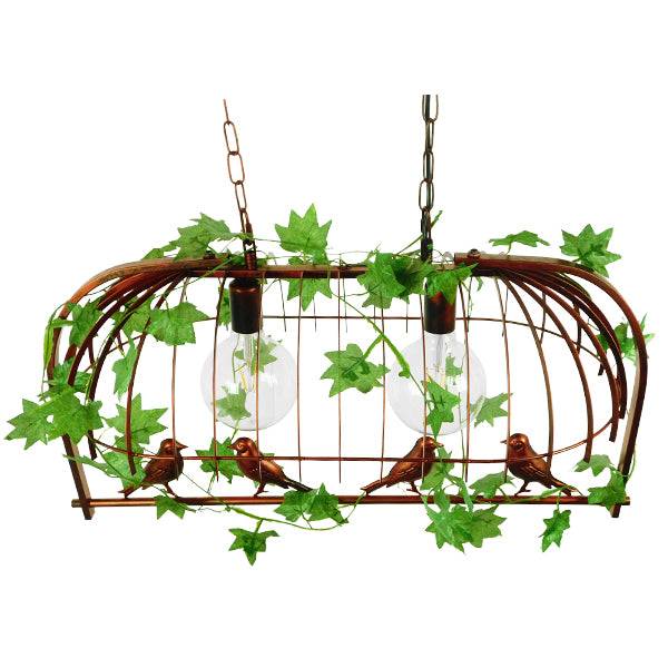 GloboStar® CABALBI 01645 Vintage Industrial Κρεμαστό Φωτιστικό Οροφής Δίφωτο Καφέ Σκουριά Μεταλλικό Πλέγμα Μ73.6 x Π37.5 x Y38.5cm - ledmania.gr