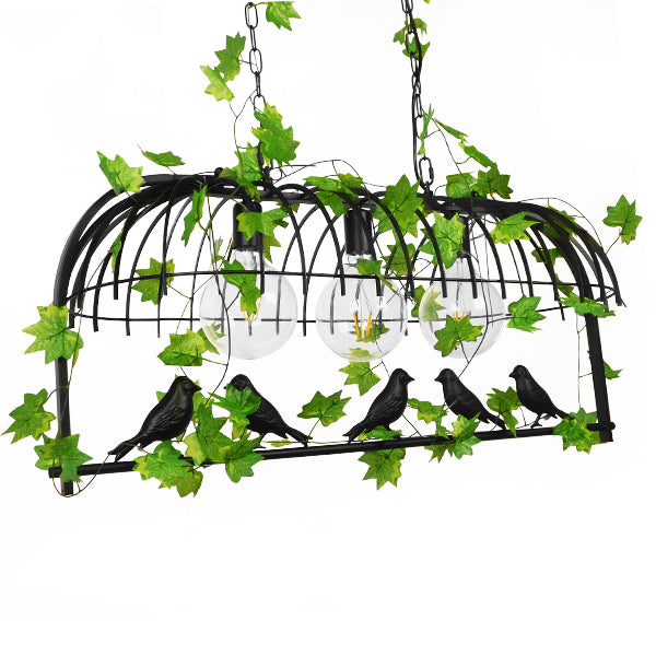 GloboStar® JUDE 01646 Vintage Industrial Κρεμαστό Φωτιστικό Οροφής Τρίφωτο Μαύρο Μεταλλικό Πλέγμα Μ85.5 x Π37.5 x Y38cm - ledmania.gr