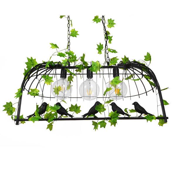 GloboStar® JUDE 01646 Vintage Industrial Κρεμαστό Φωτιστικό Οροφής Τρίφωτο Μαύρο Μεταλλικό Πλέγμα Μ85.5 x Π37.5 x Y38cm - ledmania.gr