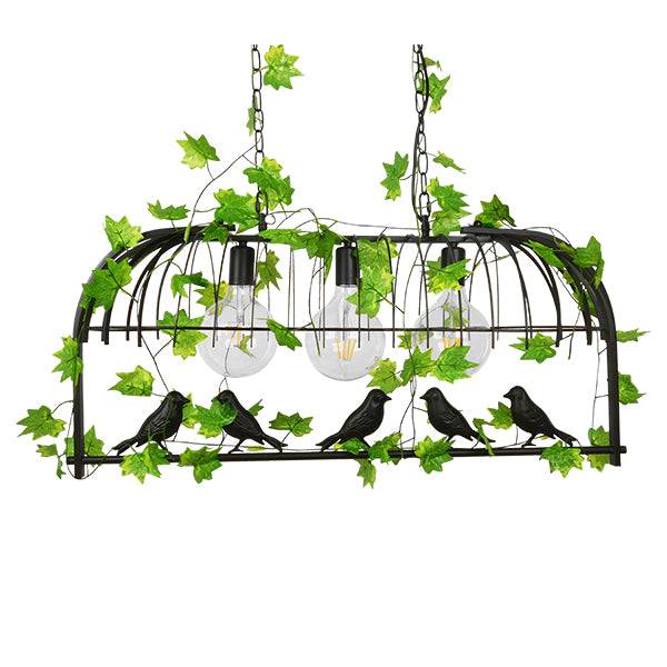 GloboStar® JUDE 01646 Vintage Industrial Κρεμαστό Φωτιστικό Οροφής Τρίφωτο Μαύρο Μεταλλικό Πλέγμα Μ85.5 x Π37.5 x Y38cm - ledmania.gr