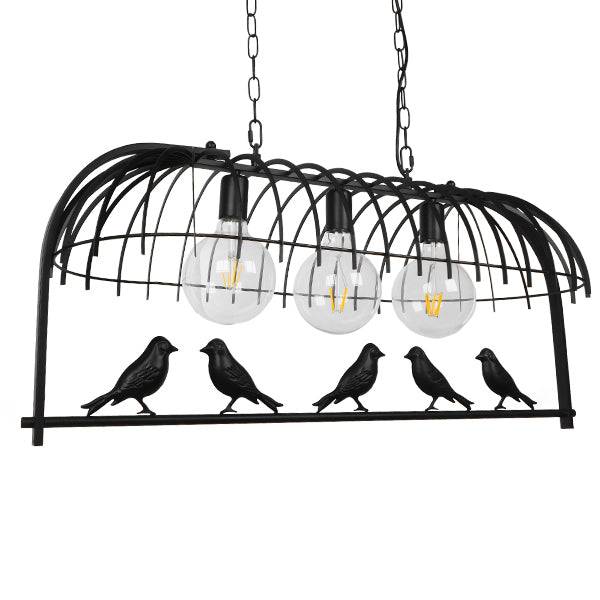 GloboStar® JUDE 01646 Vintage Industrial Κρεμαστό Φωτιστικό Οροφής Τρίφωτο Μαύρο Μεταλλικό Πλέγμα Μ85.5 x Π37.5 x Y38cm - ledmania.gr