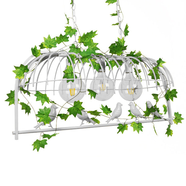 GloboStar® ACHILLEA 01647 Vintage Industrial Κρεμαστό Φωτιστικό Οροφής Τρίφωτο Λευκό Μεταλλικό Πλέγμα Μ85.5 x Π37.5 x Y38cm - ledmania.gr