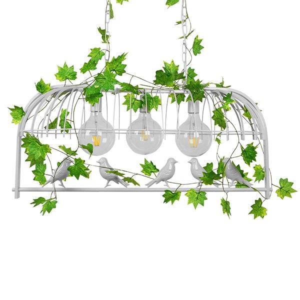 GloboStar® ACHILLEA 01647 Vintage Industrial Κρεμαστό Φωτιστικό Οροφής Τρίφωτο Λευκό Μεταλλικό Πλέγμα Μ85.5 x Π37.5 x Y38cm - ledmania.gr