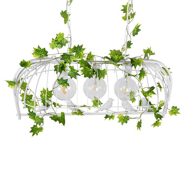 GloboStar® ACHILLEA 01647 Vintage Industrial Κρεμαστό Φωτιστικό Οροφής Τρίφωτο Λευκό Μεταλλικό Πλέγμα Μ85.5 x Π37.5 x Y38cm - ledmania.gr